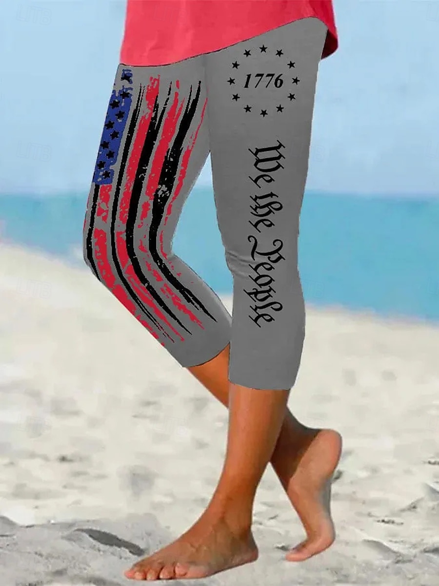 Női Hazafias Leggings Vakáció Vintage Divat Vádli-hosszú Magas Derék Nadrág Grafika Zászló Nyomtatás Lélegző Puha Nyújtható Formális Vakáció Iroda 2025 - $18.99 –P3