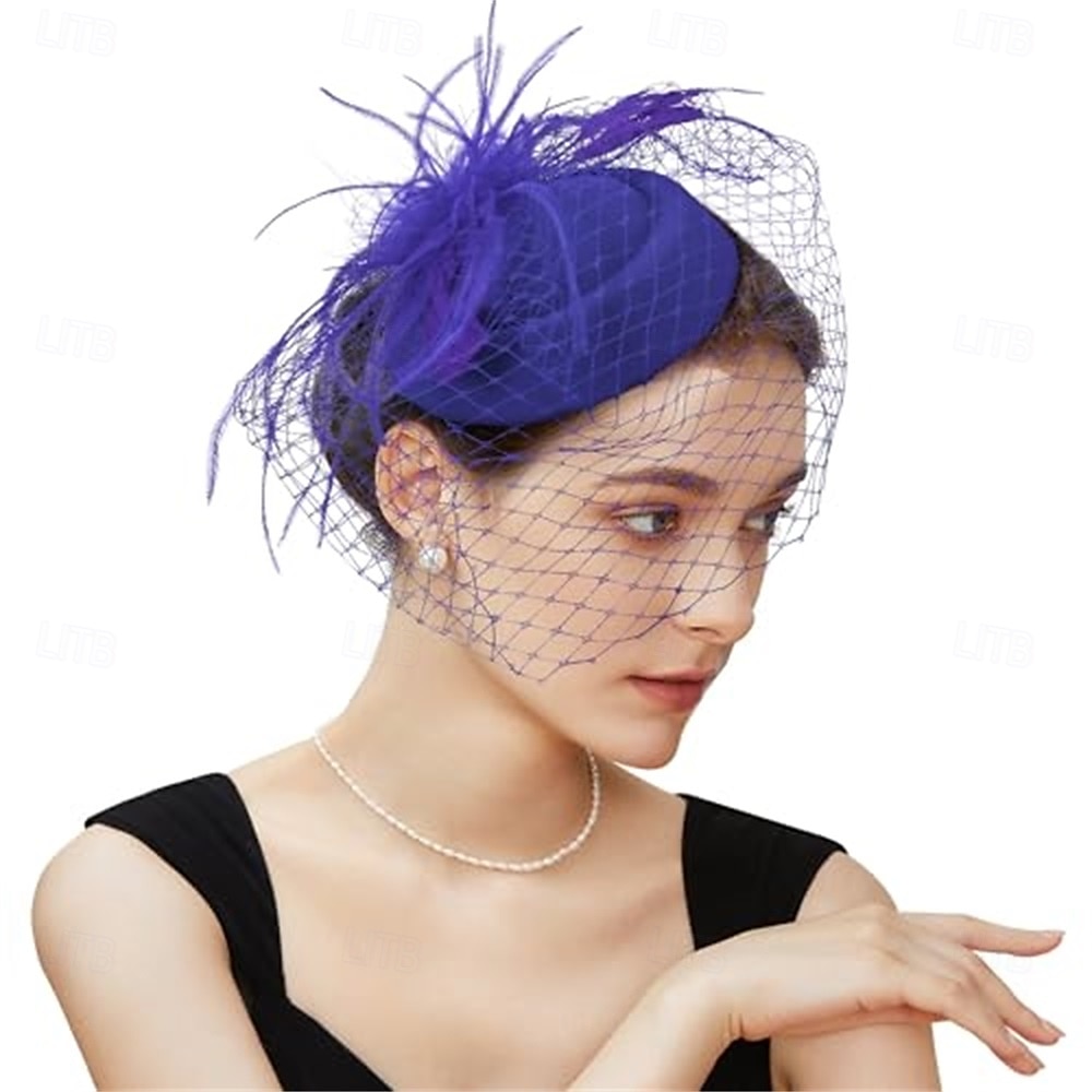 fascinator-hattu, huntu, höyhen, fascinator-teetuoksu, morsiushuntu, retrohattu, rasiahattu, derby-hatut naisille 2025 - $16.49 –P7
