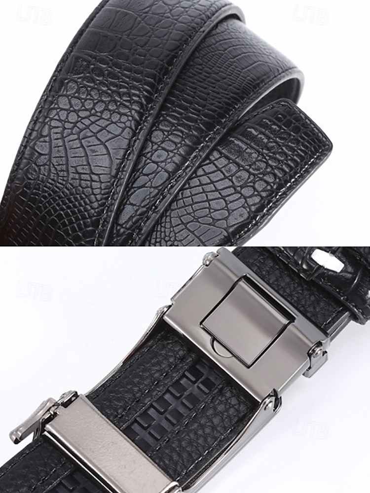 Cintura da uomo in pelle con motivo coccodrillo e fibbia automatica – cinture marroni e nere regolabili di alta qualità con elegante fibbia in metallo per abbigliamento formale e casual, regalo perfetto per la festa del papà del 2025 a $14.99 –P7