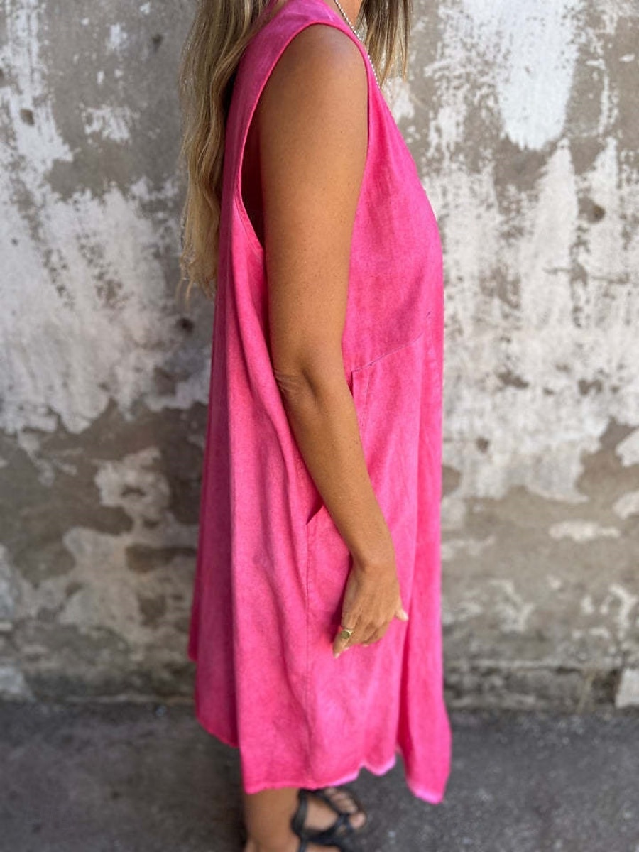 Femmes Robe Longue Maxi Robe Robe Décontractée Robe débardeur Robe d'été Basique Moderne Quotidien Week-end Coupe régulière Uni Sans manches Col en U Bleu Fuchsia Vert Été de 2025 ? $26.99 –P5