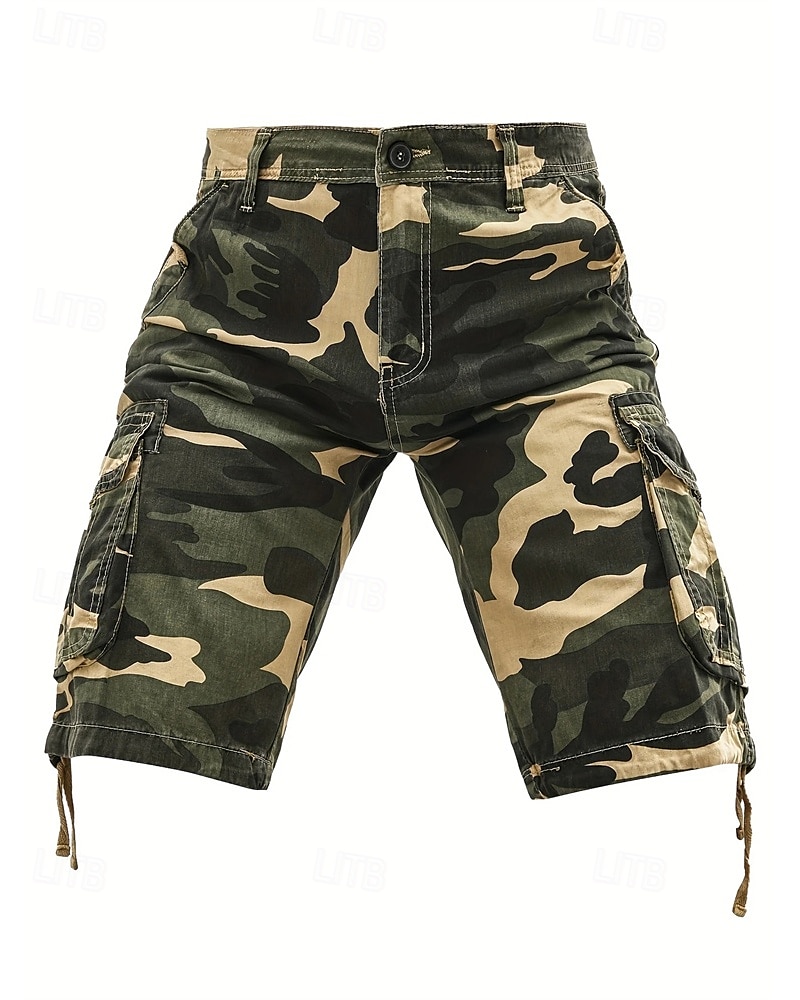 Homens Bermuda Cargo Shorts camuflados Calção Shorts de verão Bolso multi Bolso com aba Côr Camuflagem Conforto Vestível Comprimento do joelho Ao ar livre Esporte Diário Moda Casual Azul Marinho Cáqui de 2025 por $30.99 –P3