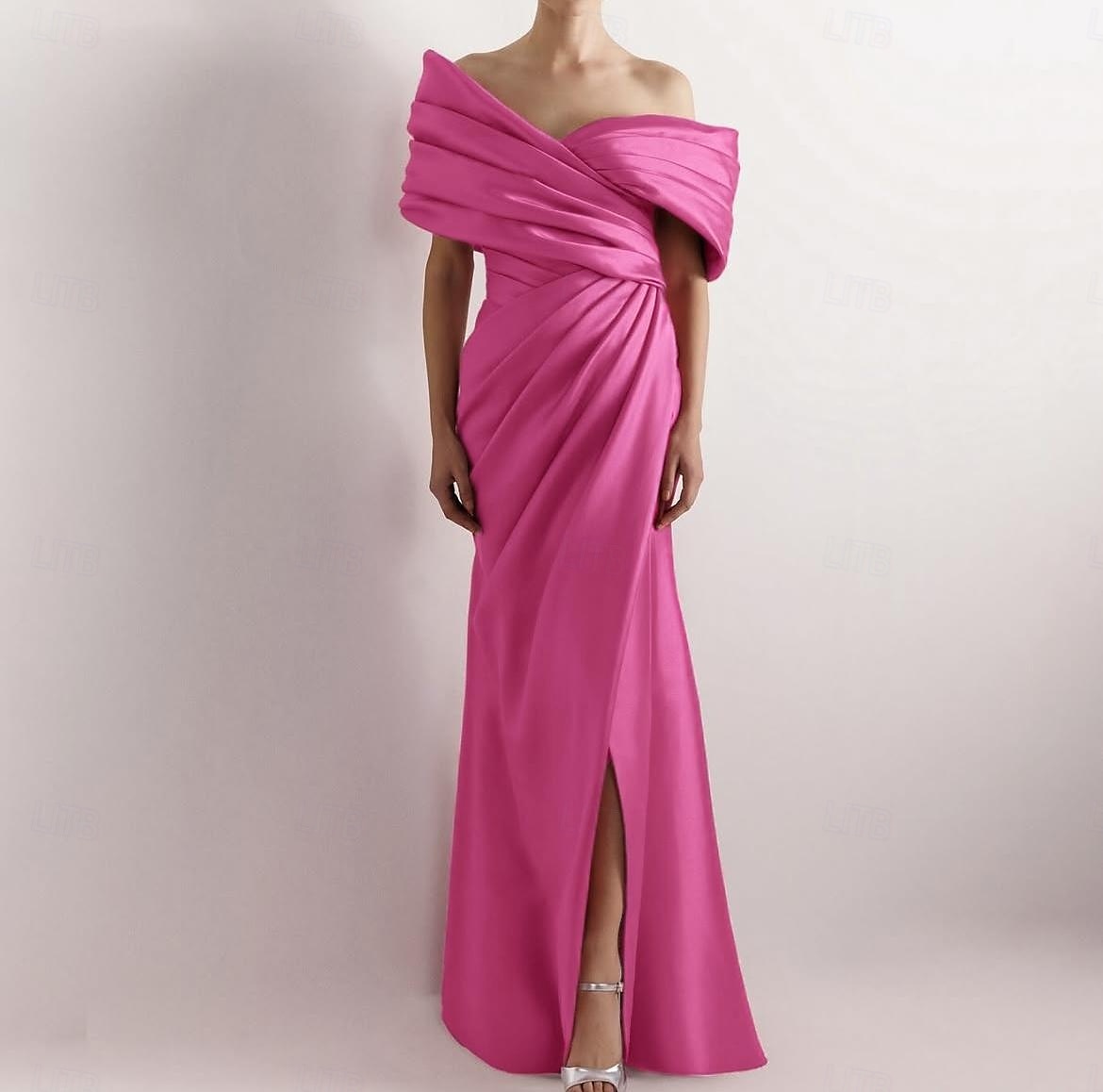 Yellow Dress High Fashion Mustard Dress Mermaid / Trumpet Evening Gown Cocktail Dress Formal Wedding Floor Length Sleeveless Off Shoulder Satin with Ruched Details Slit 2025 2025 - $157.99 –P4