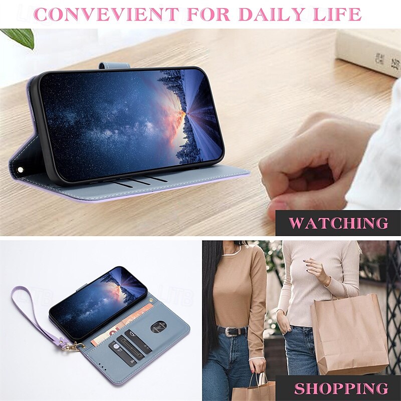 Phone Case For Samsung Galaxy S24 Ultra Plus S24 FE S23 Ultra Plus A55 A35 A25 A15 5G A53 A33 A23 A13 S25 S25 Ultra Wallet Case Flip Cover with Wrist Strap Shockproof PC PU Leather 2025 - $14.99 –P7