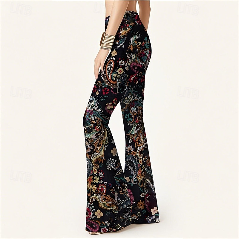 Retro Vintage Boho 1970er Schlaghosen Schlag-Leggings Hippie Disco Hohe Taille Paisley-Muster Stammes Kostüm Damen Halloween Karneval Urlaub Musikfestival Festival Erwachsene Hose 2026 - $21.99 –P6