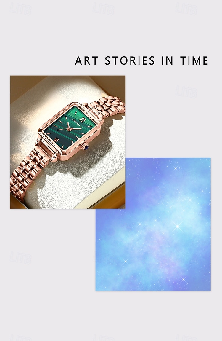 Women's Luxury Square Dial Quartz Watch – Waterproof Stainless Steel Bracelet, Diamond Accents, Elegant Retro Style 2025 - zł82.99 –P2