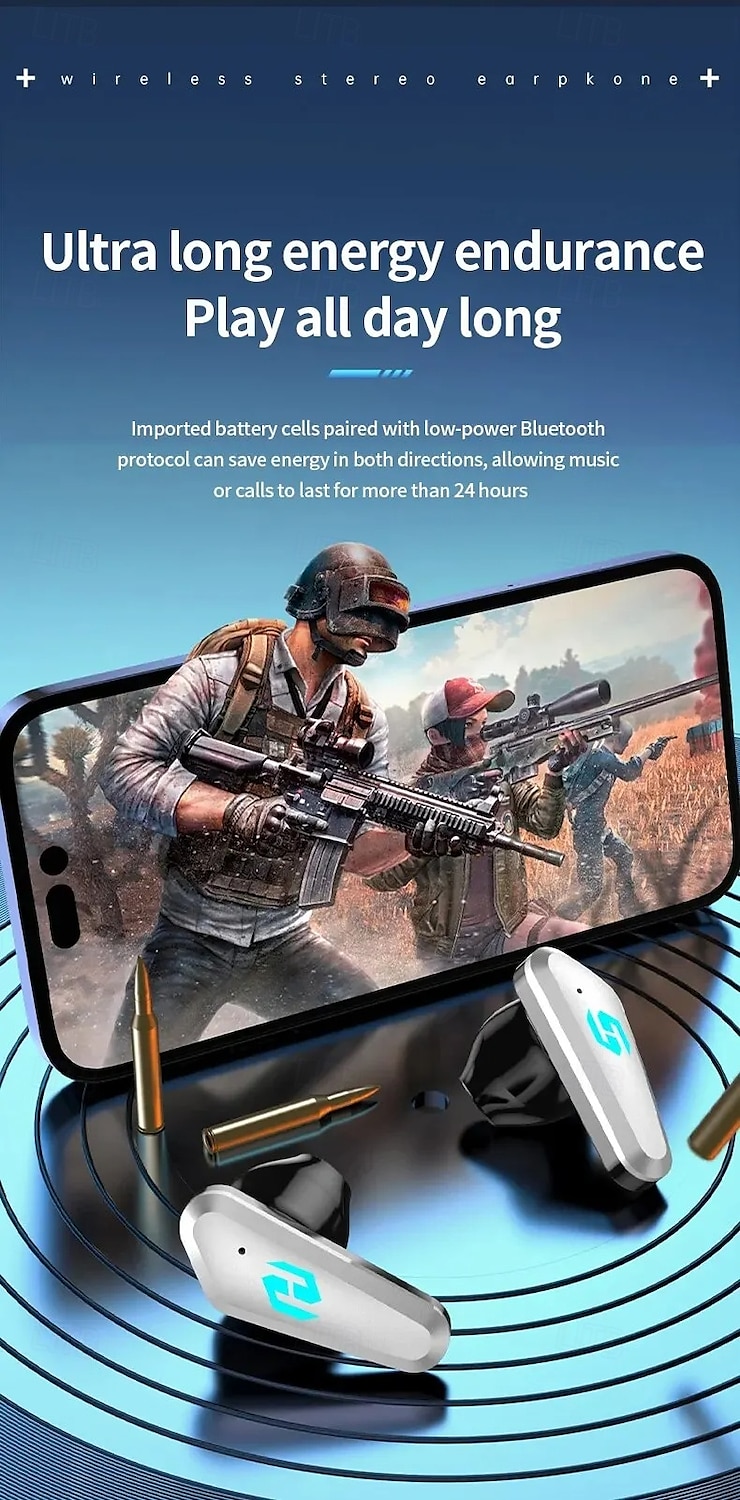 2025年 ワイヤレスゲーミングイヤフォン Bluetooth 5.3 低遅延 指紋タッチ デュアルデコード H+ サウンド ノイズフリー マイク モバイル  PC用  コレクション – $38.99 –P12