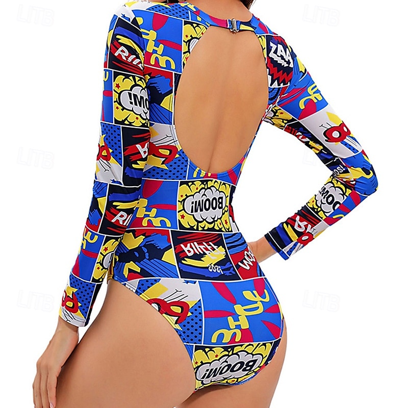 Femmes Maillot de bain 1 pièce Dos Nu Maillot de Bain Maillots de Bain Rose Claire Respirant Séchage Rapide manche longue - Natation Surf Plongée en apnée Été de 2025 ? $22.39 –P6