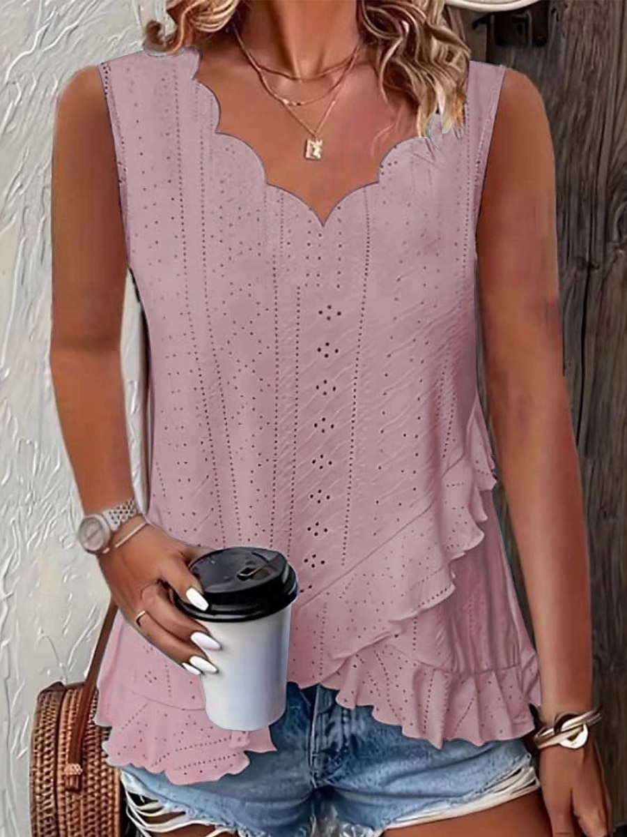 Pentru femei Camisole Tank Top Simplu Zilnic Casual Fără manșon În V Topuri obișnuite Zilnic Bufantă Capsă Alb Galben Roz Îmbujorat Trifoi Albastru Deschis Vară 2025 - $19.99 –P2