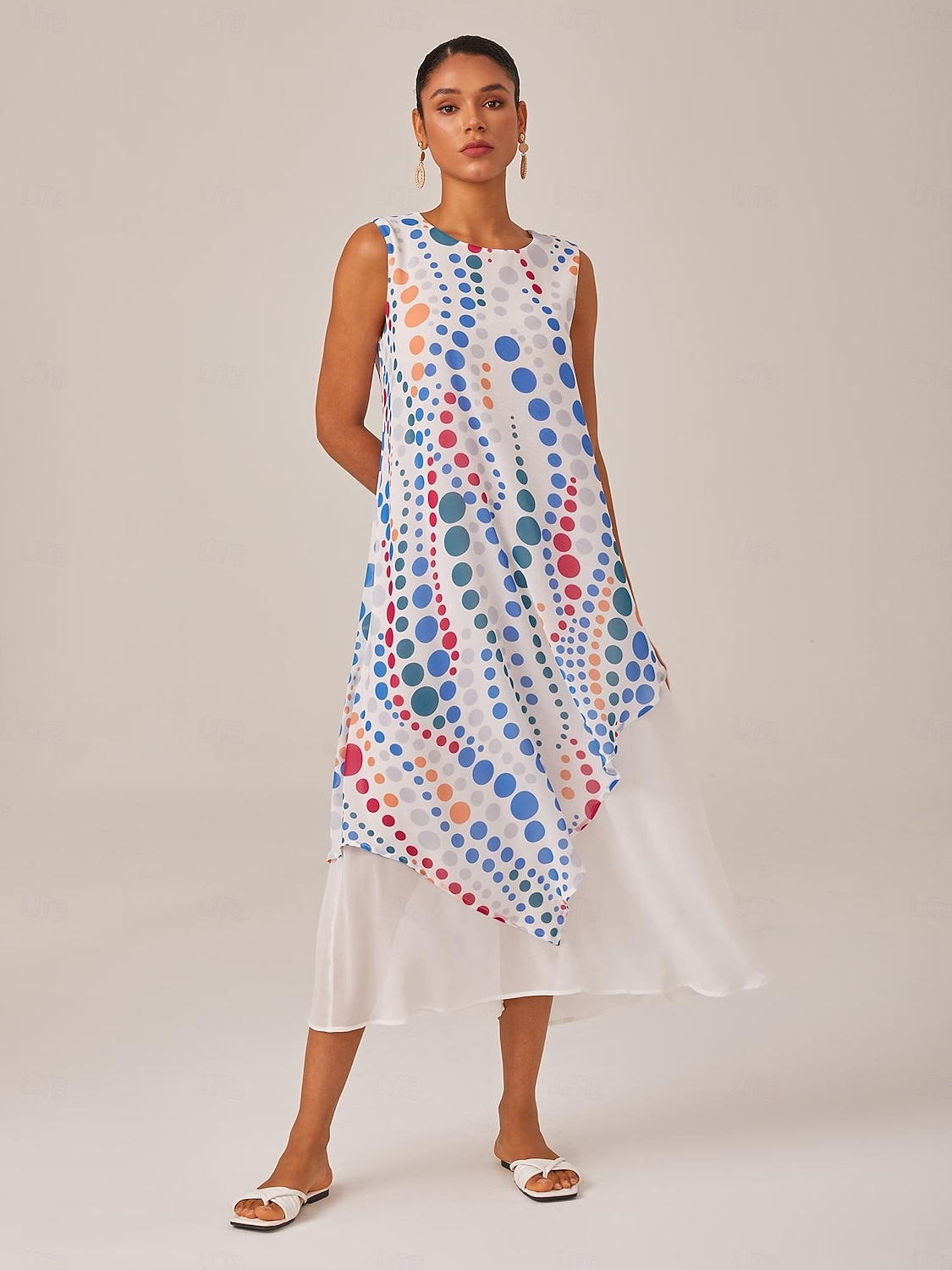 robe longue fluide en mousseline à pois colorés superposés de 2025 ? $71.99 –P1