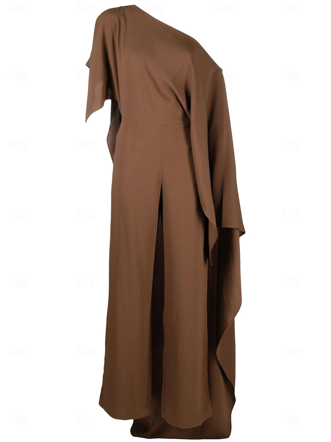 Jumpsuit Mother of the Bride Dress Elegant Simple Casual One Shoulder Floor Length Spandex Stretch Fabric Sleeveless with Cascading Ruffles Solid Color 2025 - $142.99 –P6