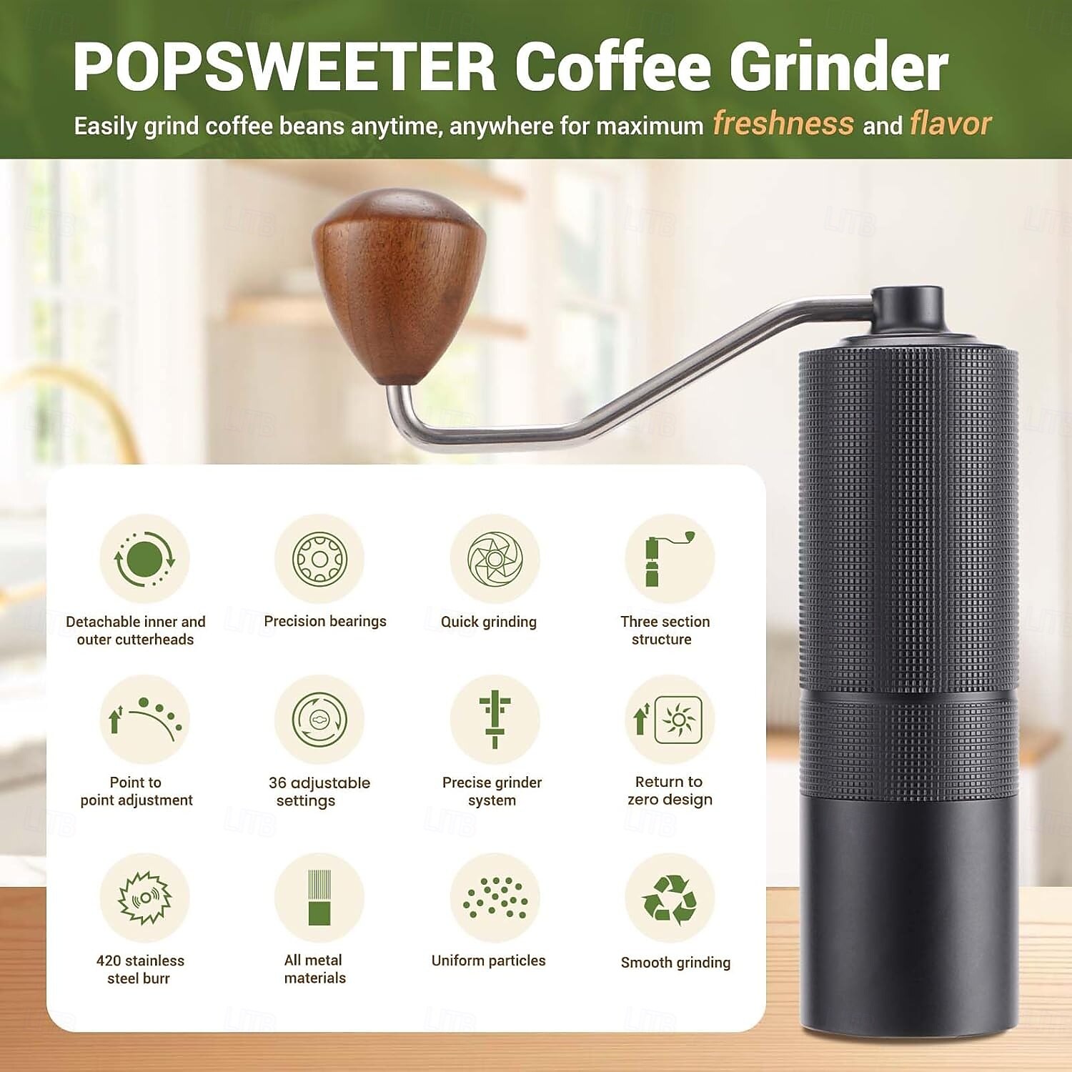 Macinacaffè manuale con macina in acciaio regolabile per cucina, utensile portatile per macinare il caffè espresso a mano del 2025 a $57.35 –P8