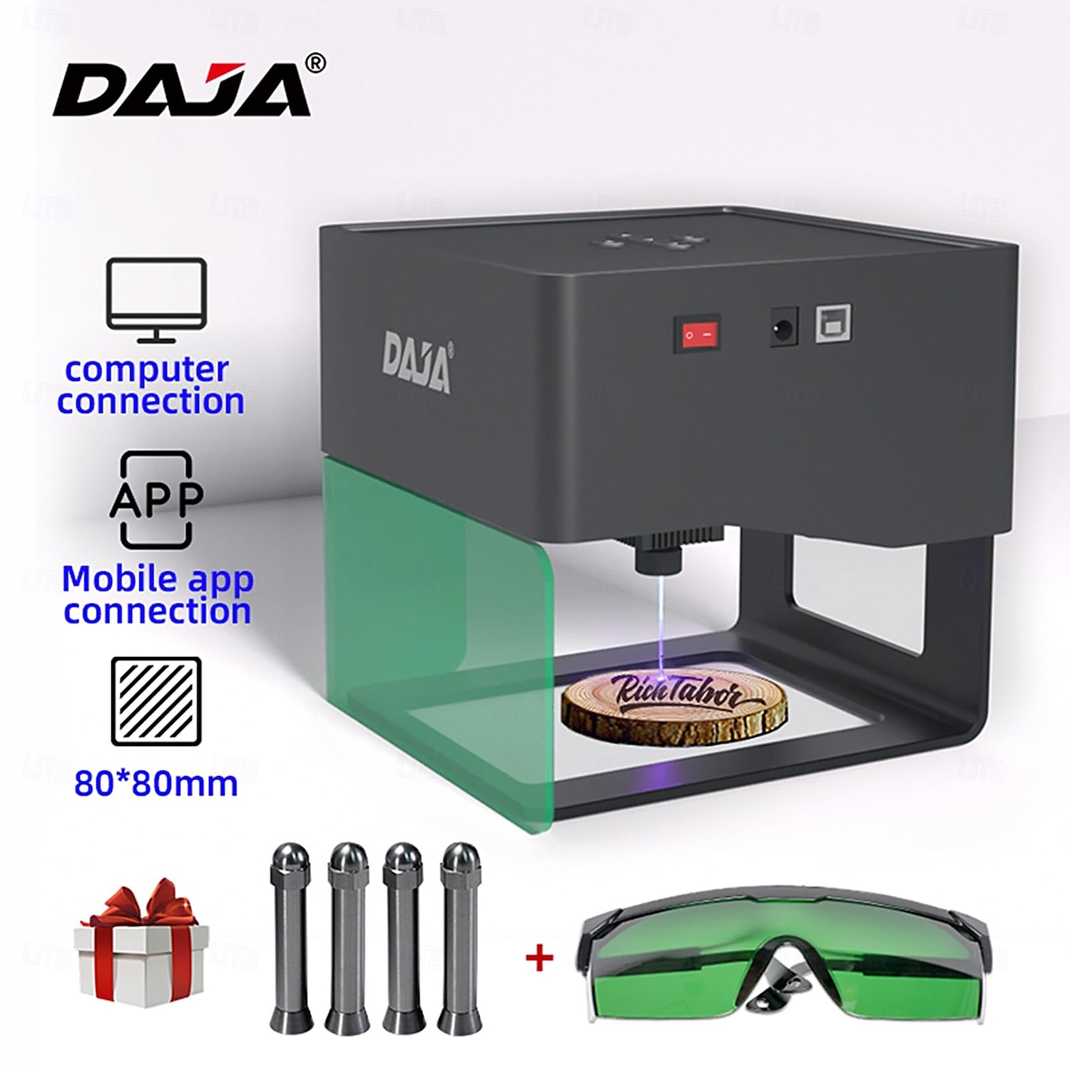 Лазерный гравер daja dj6, портативный гравировальный станок для маркировки своими руками, принтер для нанесения логотипа, область для резьбы 80x80 мм с 4 выступающими колоннами, поддержка 2025 - $647.79 –P6