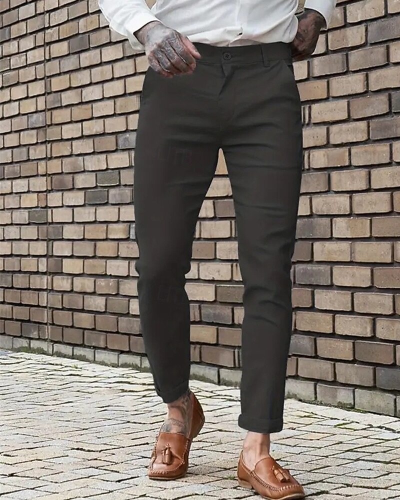 Per uomo Pantaloni Eleganti Aderente Pantaloni Chinos Bottoni Tasca Semplice Comodità Formale Feste Lavoro Moda Stile Classico Blu Cachi Micro-elastico del 2026 a $22.99 –P9