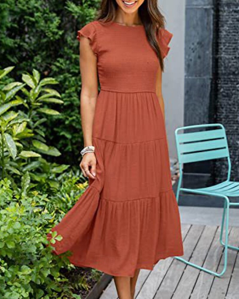 Femmes Robe Midi Robe Blanche Robe de remise des diplômes Mode Anniversaire Date Fête du thé Coupe régulière Uni Sans manches Col ras du cou Noir Blanche Vert Claire Vert Véronèse Été de 2025 ? $25.99 –P10