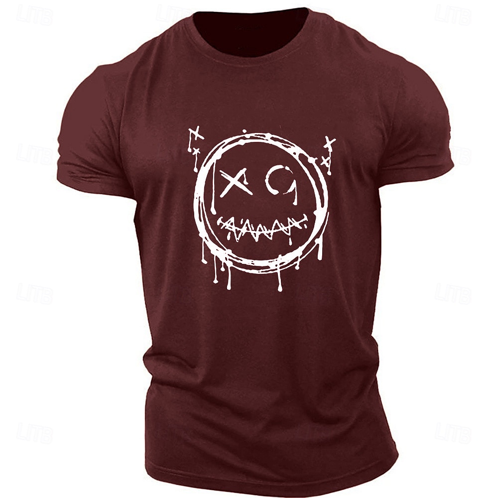 Herr Tecknat Grafiska tryck Rolig Le ansikte T-shirt Grafiska utslagsplatser Bomull Kortärmad Grafisk Skjorta Heather Grey Svart Vit Bekväm t-shirt Utomhus Gata Modedesignerkläder 2025 - $15.99 –P4