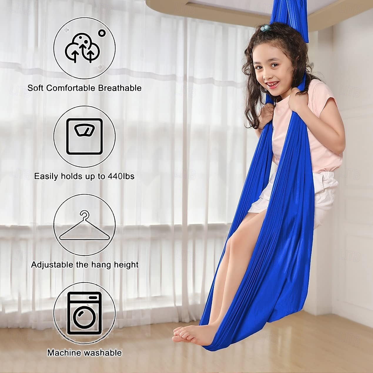 Sensorische schommel voor binnenkinderen met een 360 graden draaiende hanger die kan worden ontspannen en ontspannen volgens speciale behoeften. Sensorische schommel voor binnen met verstelbare 2025 - $77.99 –P5
