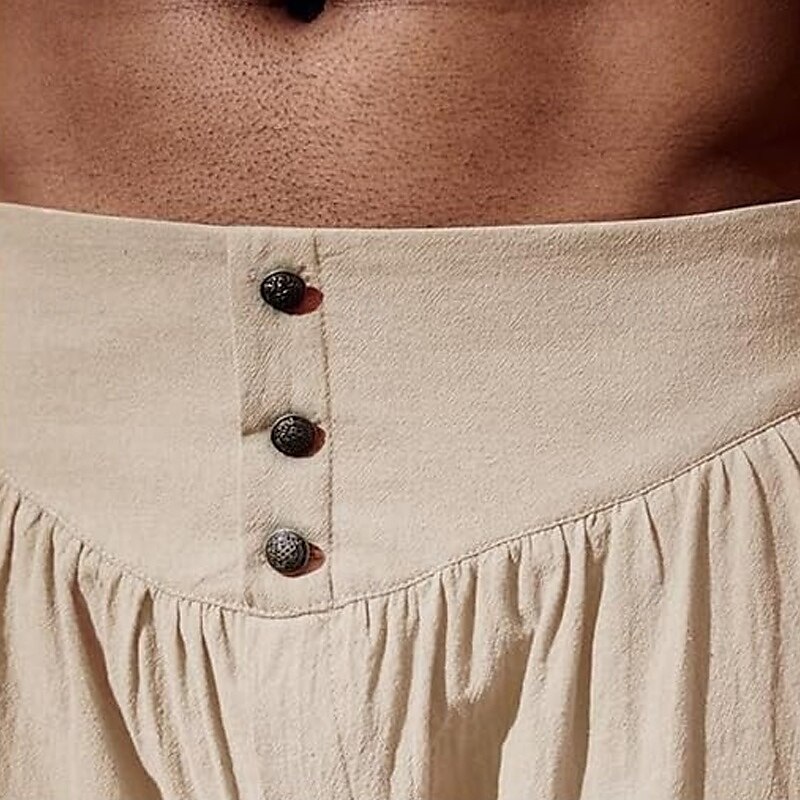 Homens Calças de linho Calças Calça verão Calça casual Calças Piratas Cintura elástica Perna Cordão Tecido Conforto Respirável Comprimento total Férias Festa Casual Estilo Étnico Retro Vintage Preto de 2025 por $22.99 –P9