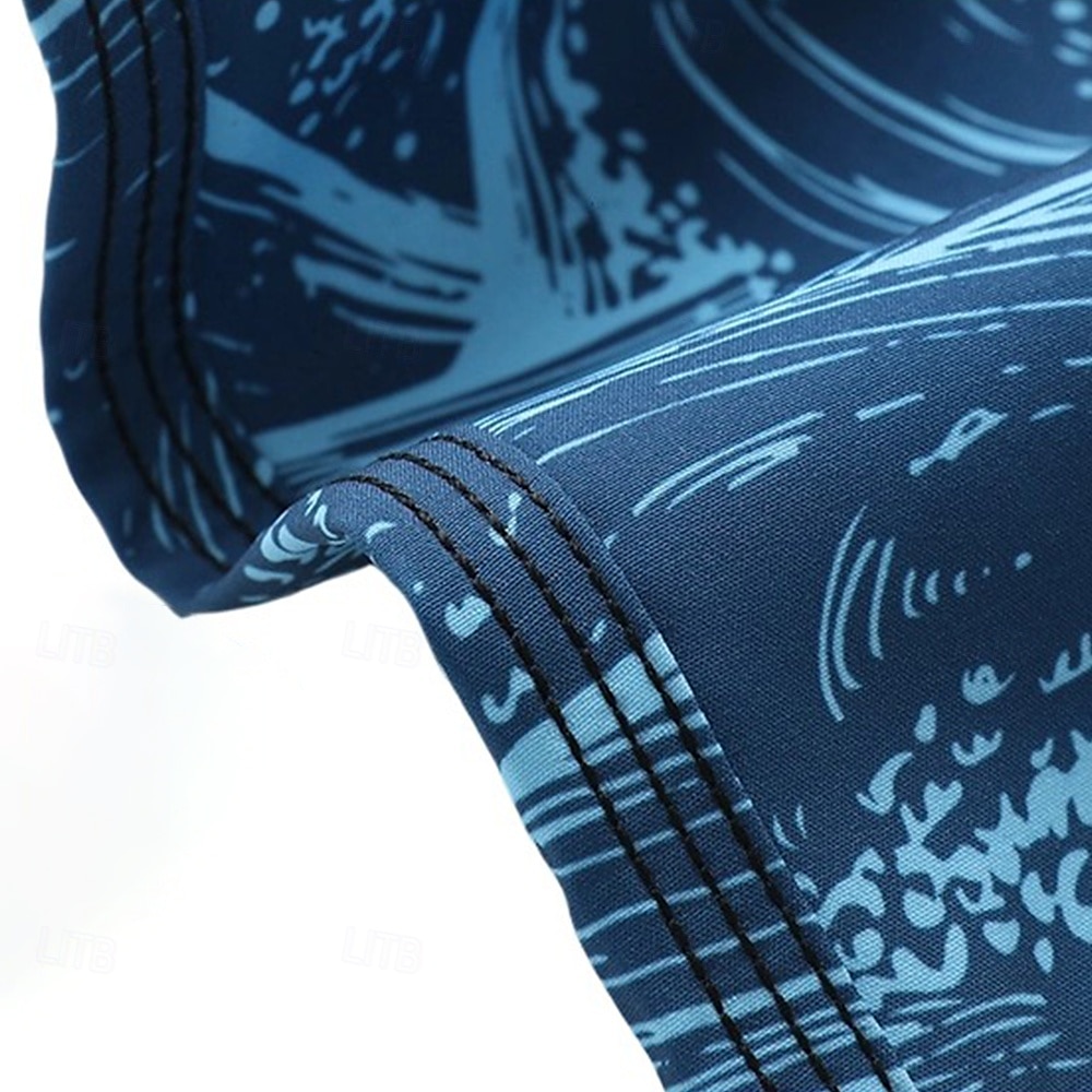 Homens Calção Shorts de praia Com Cordão oceano Abstrato Arte abstrata Respirável Secagem Rápida Comprimento do joelho Ao ar livre Férias Casa Férias Estilo Étnico Azul Céu Azul Marinha Com Stretch de 2025 por $16.49 –P7