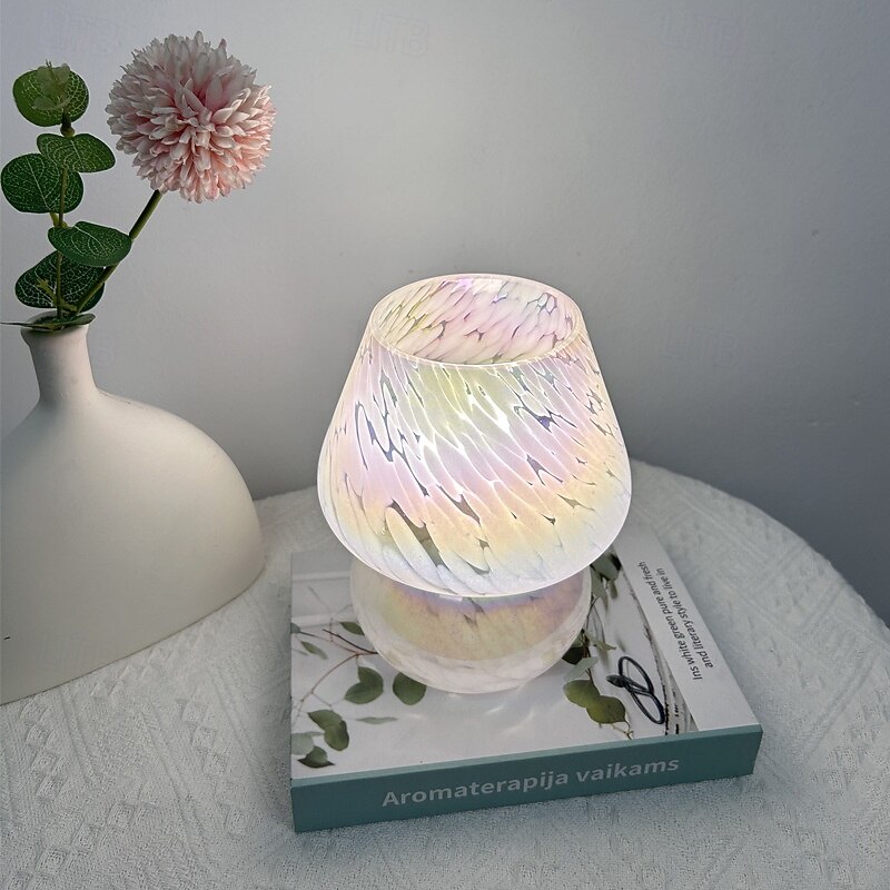 Pilzlampe Vintage Tischlampe Glas Nachttischlampe mit Kabel dimmbare Tischlampe mit 3 Farbglühbirne Retro Schreibtischlampe Pilz Nachtlicht LED Minilampe für Büro Bars Wohnzimmer Schlafzimmer 2025 - $82.99 –P5