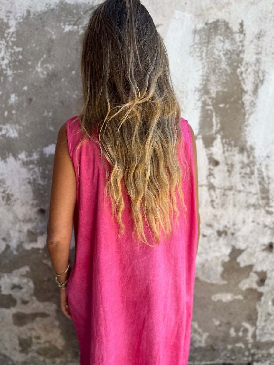 Femmes Robe Longue Maxi Robe Robe Décontractée Robe débardeur Robe d'été Basique Moderne Quotidien Week-end Coupe régulière Uni Sans manches Col en U Bleu Fuchsia Vert Été de 2025 ? $26.99 –P4