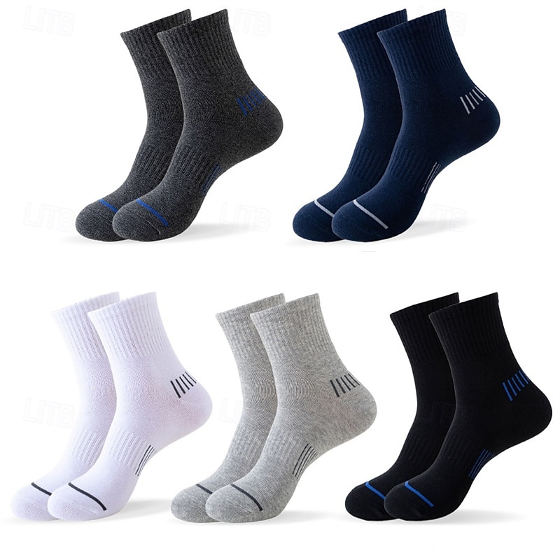 Per uomo 5 Paia Pacchi Multipli Calzini Calzini da Corsa Calzini Casual Nero Bianco Colore A righe Vacanza Sport & Outdoor Quotidiano Base Medio Primavera Autunno Moda Casual del 2025 a $9.49 –P7
