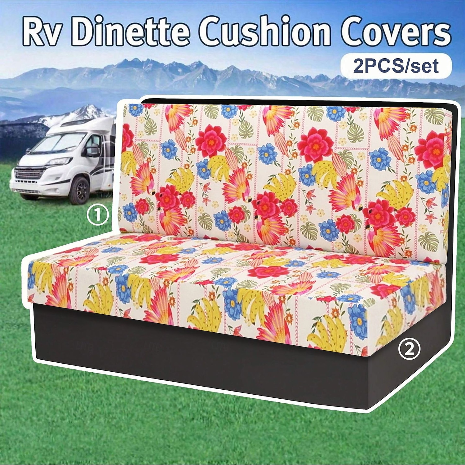 Copricuscini per dinette per camper, in seta di latte stampata, elasticizzati per tutte le stagioni, per camper - Coprisedili per furgoni da campeggio e divani per una protezione comoda e duratura del 2025 a $21.99 –P8