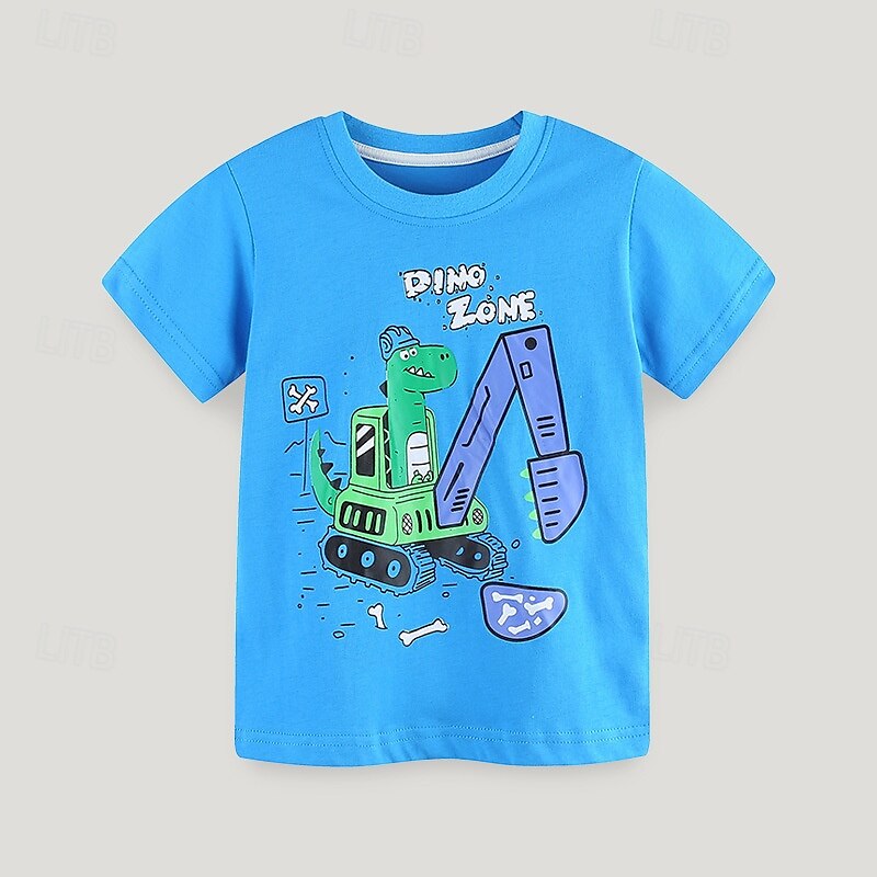 Lapset Poikien T-paita Tee Piirretty Lyhythihainen Crewneck Lasten toppi ulko- Perus Kesä Sininen 4 vuotta + 2025 - $13.99 –P1