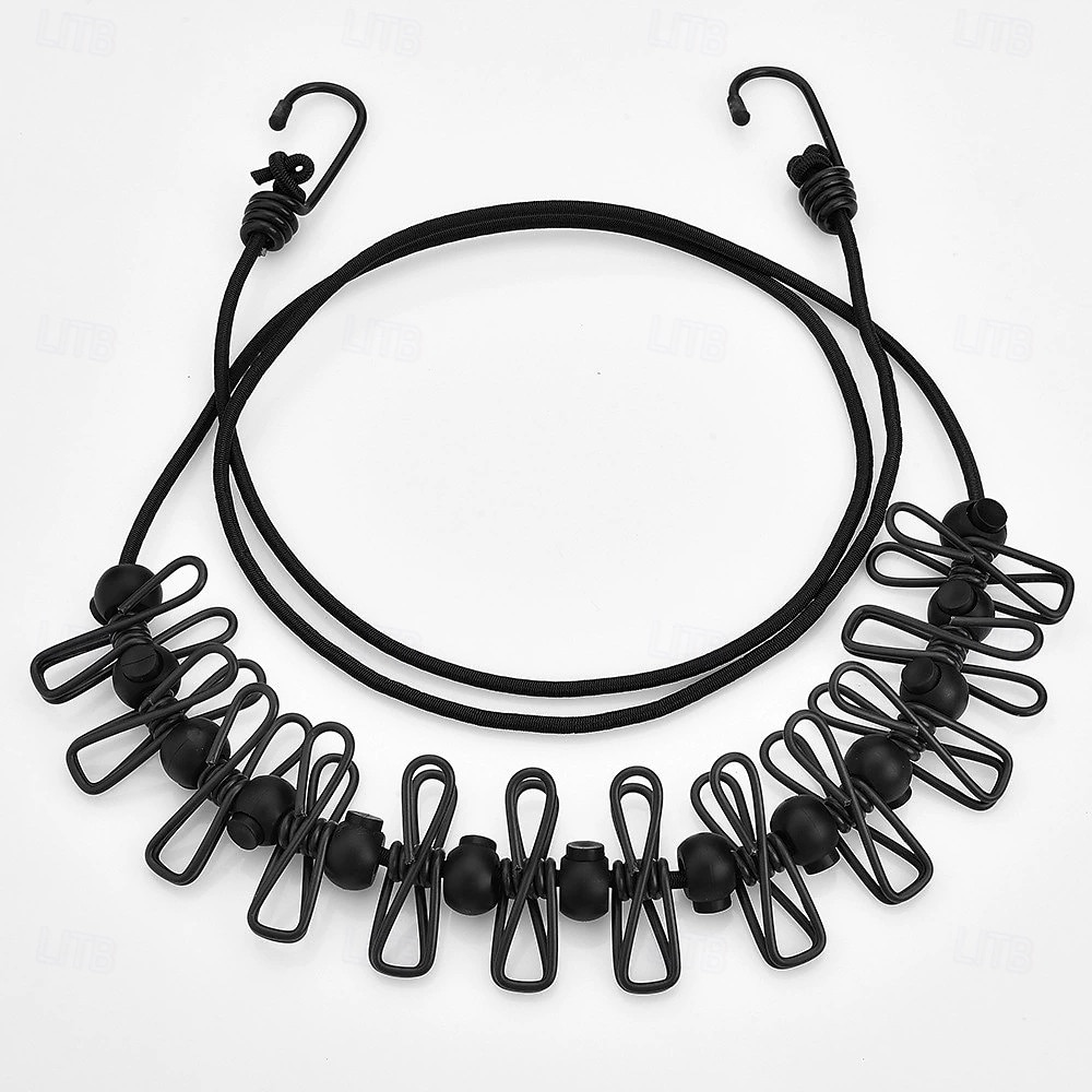 Corde à linge extensible antidérapante pour camping en plein air avec 12 clips, corde à linge extensible de voyage, corde à chaussettes, corde à linge suspendue de 2025 ? $6.99 –P2