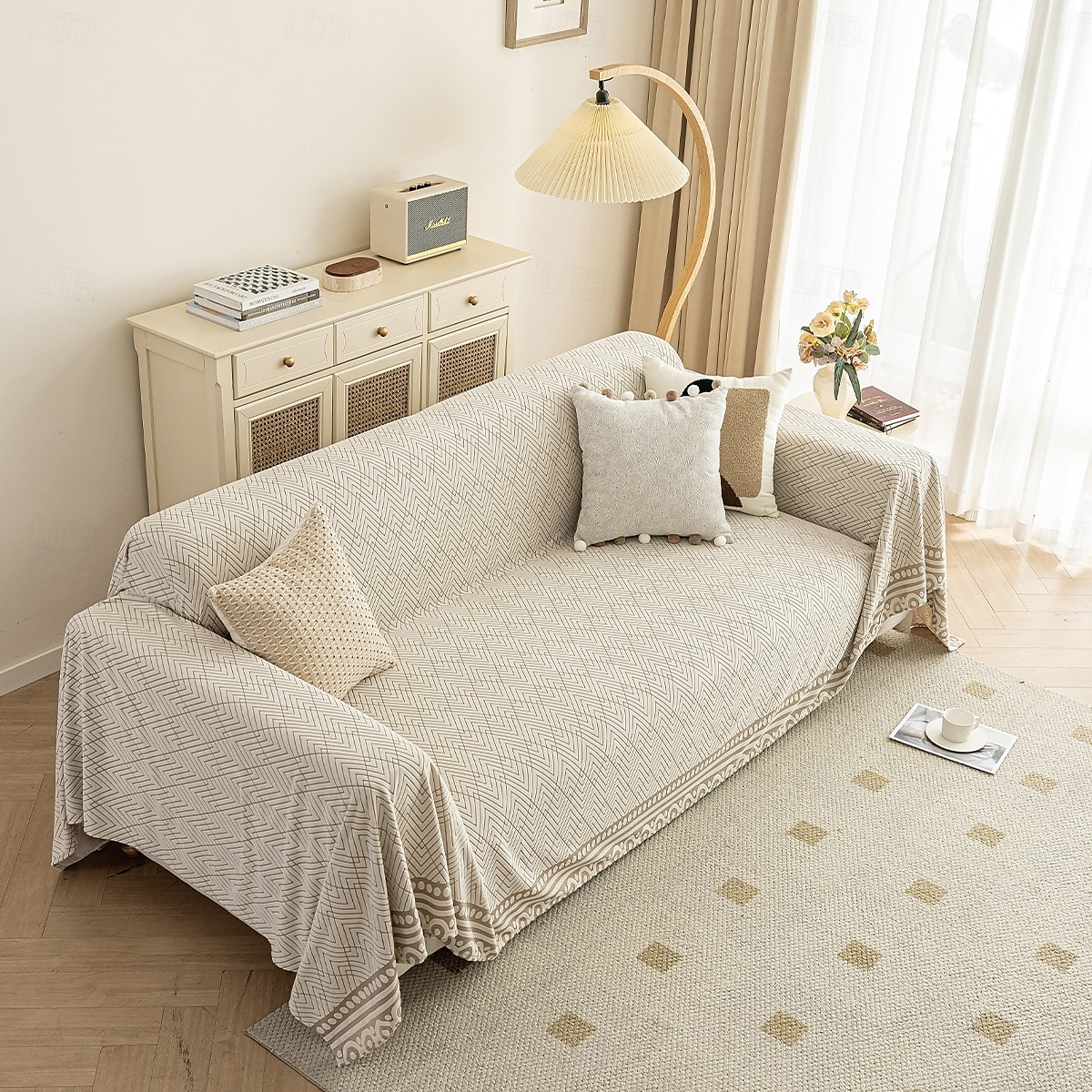 Copridivano multiplo, 2 posti, 3 posti, gomiti inclusi, a forma di L, stile scandinavo, elegante, facile da appendere, monoblocco, spesso, per tutte le stagioni, antigraffio, lavabile, copridivano, del 2025 a €22.5 –P6