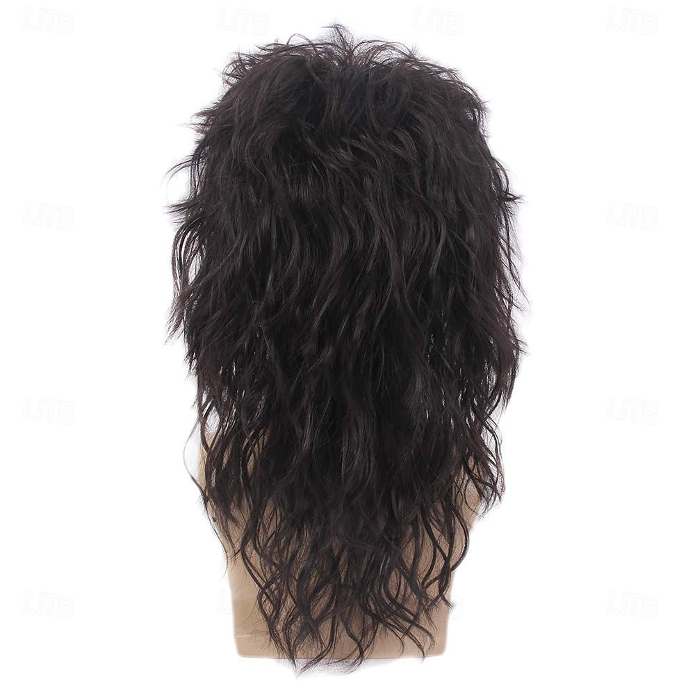 Mullet 70s 80s Pruik met Frenulum Donkerbruin Lang Disco Haar Krullende Pruiken voor Mannen voor Mannen Vrouwelijke Hippie Rockende 80s Them Party Cosplay Kostuum Anime Hittebestendig Synthetisch 2025 - $25.99 –P4