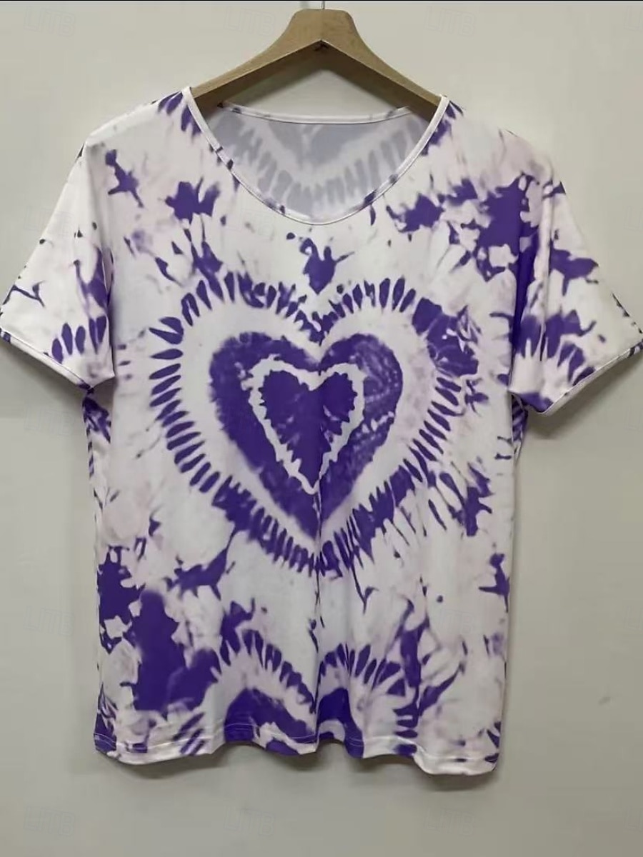 Pentru femei Tricou Cravată Modă Modern Manșon scurt În V Topuri obișnuite Zilnic Peteci Imprimeu Roșu-aprins Mov Fucsia Trifoi Vară 2025 - $14.99 –P12
