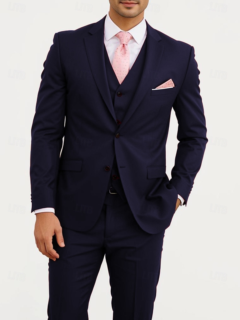 Uomo Matrimonio Affari Completi Bavero classico Borgogna Blu marino Moda Formale Tinta unita Vestibilità standard 3 pezzi Monopetto Due Bottoni del 2025 a $122.99 –P9