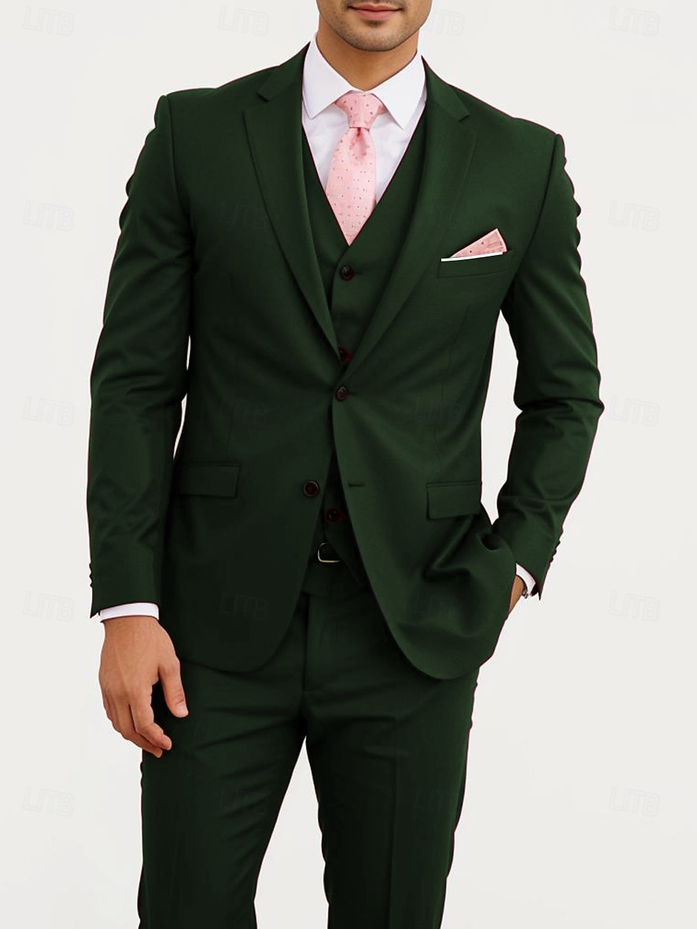 Uomo Matrimonio Affari Completi Bavero classico Borgogna Blu marino Moda Formale Tinta unita Vestibilità standard 3 pezzi Monopetto Due Bottoni del 2025 a $122.99 –P8