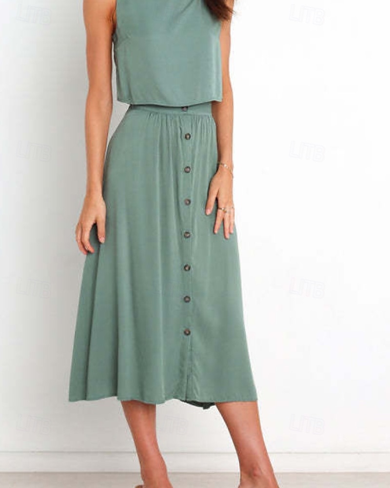 Femmes Jupe Basique Occasionnel Midi Taille Basse Jupes Uni Froncé Micro-Élastique Vacances Rue Noir Blanche Vert Menthe Vert Été Coton de 2025 ? $21.99 –P7