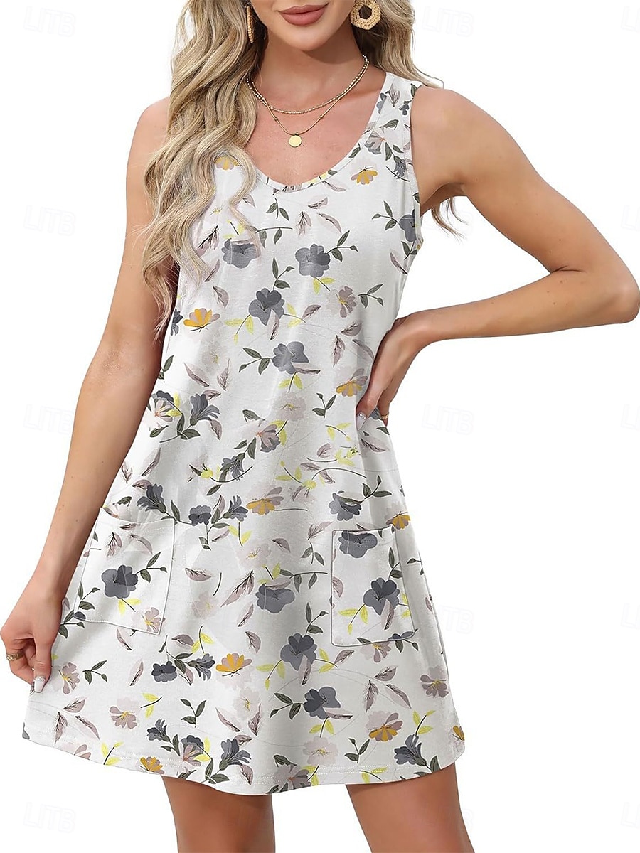 Dámské Mini šaty Boho šaty Elegantní Na běžné nošení Plážový styl Volný Cikánské Bez rukávů Do V aqua modrá Colourful Bílá Rubínově červená Léto 2025 - $22.99 –P1