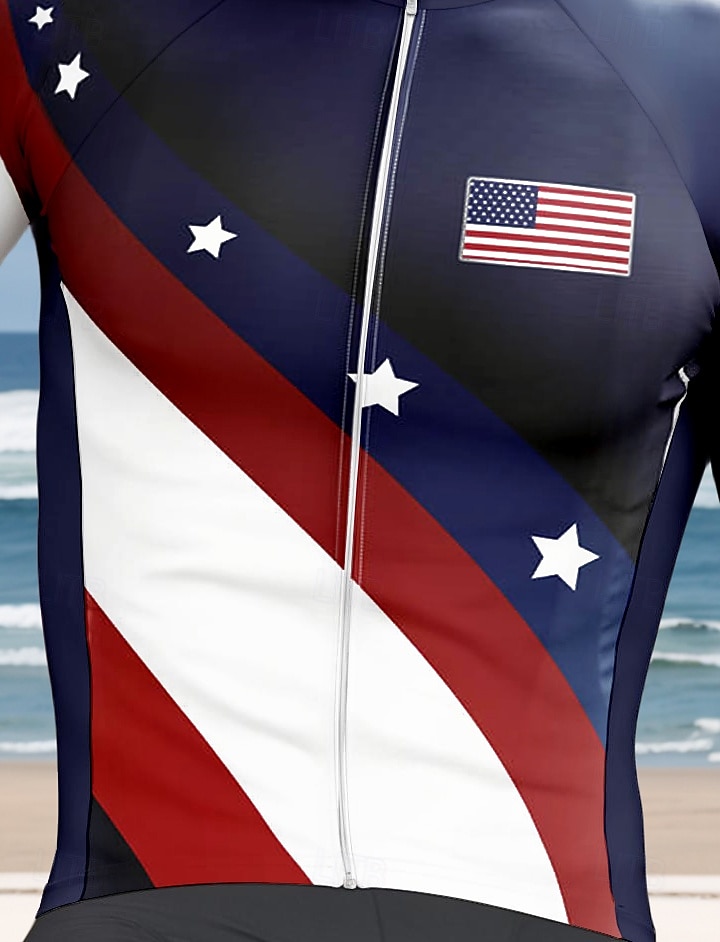 Hombre Maillot de Ciclismo Graphic Geométrico Día de la Independencia Manga Corta Bicicleta Camiseta Maillot con 3 bolsillos traseros Resistente a los rayos UV Secado rápido Cremallera delantera 2025 - $30.99 –P3