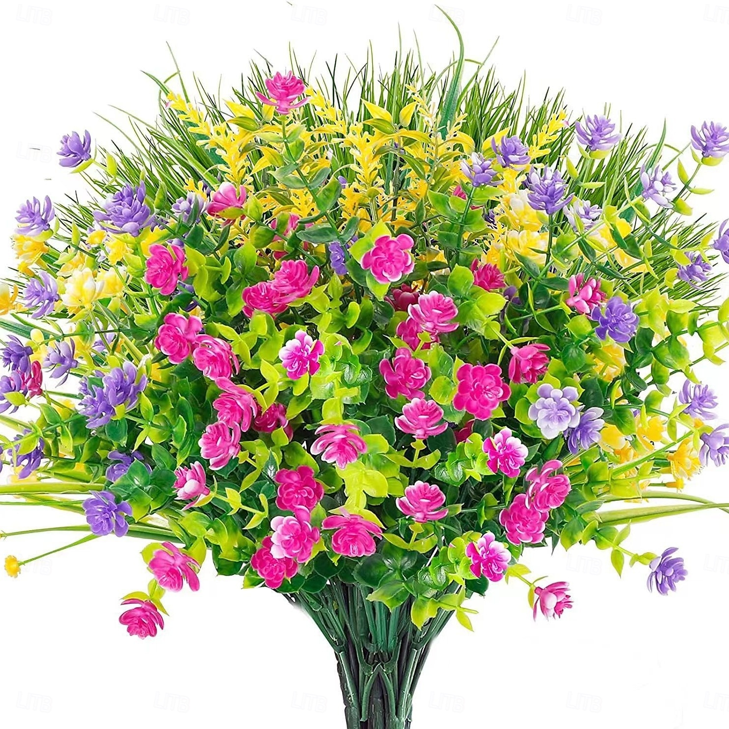 9 Bündel Kunstblumen für draußen, künstliche Eukalyptus- und Frühlingsgraspflanzen, UV-beständige Kunststoffpflanzen zur Dekoration im Innen- und Außenbereich, für Zuhause, Garten, Büro und Veranda 2025 - $12.49 –P4
