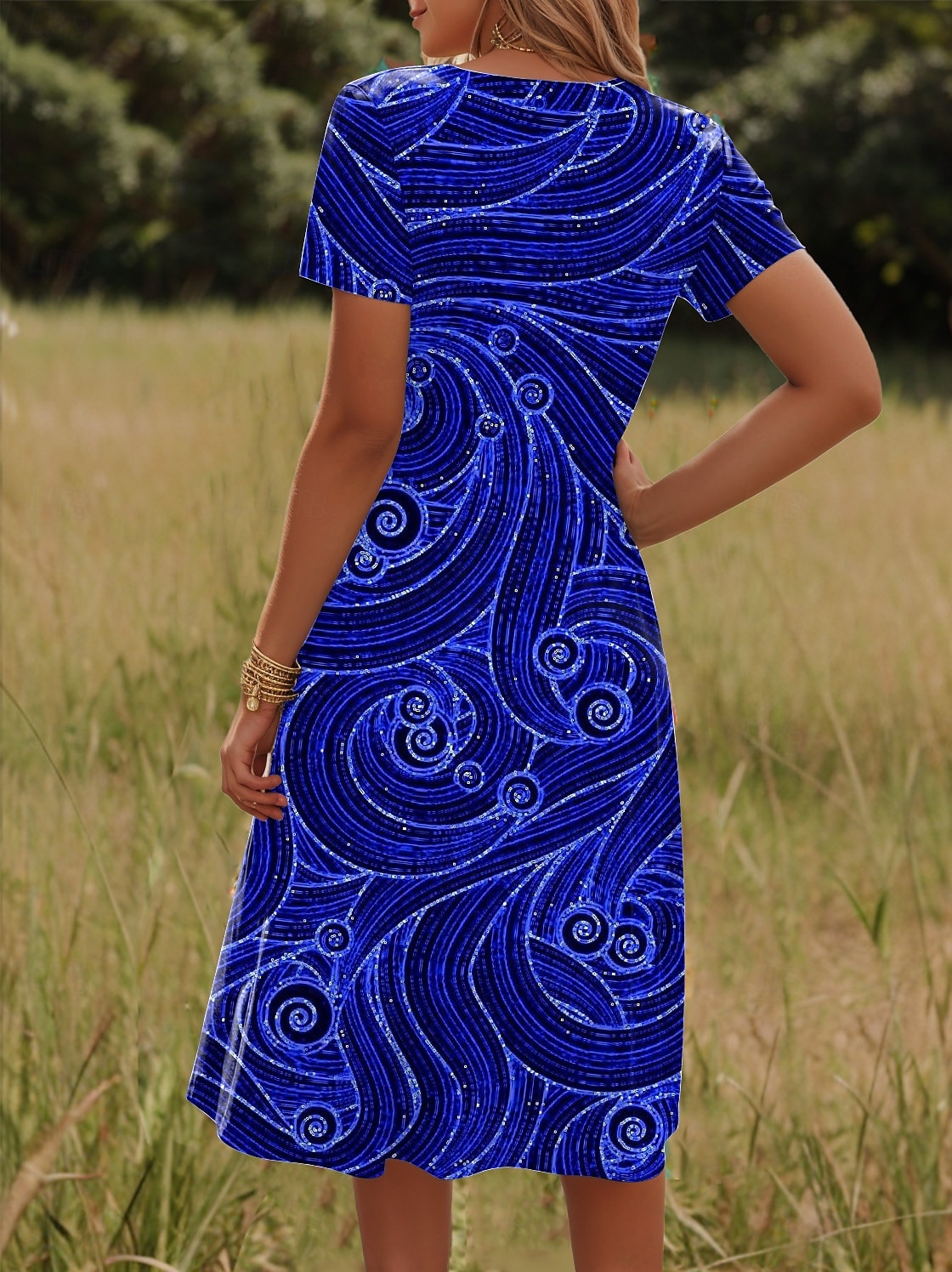 Damen Minikleid T-Shirt-Kleid A Linie Kleid Sommerkleid Lässig Ferien Strand Normale Passform Grafik Abstrakt Kurzarm Rundhalsausschnitt Blau Sommer Frühling 2025 - $23.99 –P2