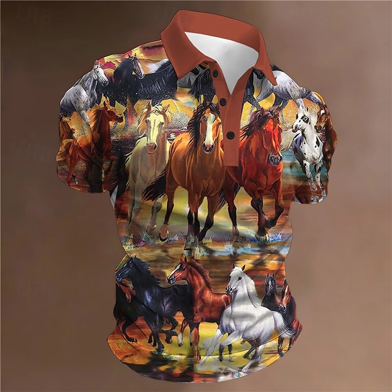 Derby del Kentucky Per uomo Cavallo Stampe Grafiche Polo Polo con revers Polo con bottoni Maniche Corte Magliette polo Collo ripiegato Sport Moda Streetwear All'aperto Streetwear Quotidiano Weekend del 2025 a $22.99 –P3
