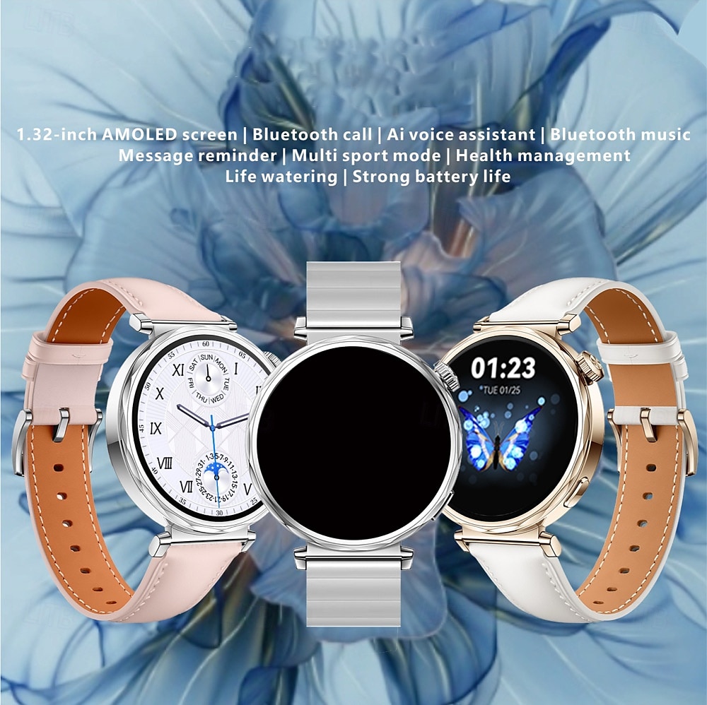 2025年 S6mini スマートウォッチ 1.32インチ AMOLED 女性用フィットネストラッカー、Bluetooth通話、睡眠モニター、NFCロック解除、生理リマインダー、スポーツモード、IP67防水、Android iOS対応 コレクション – $66.99 –P1