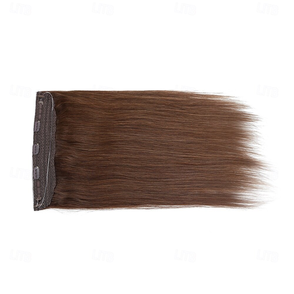 Extensões de cabelo de arame invisíveis, cabelo humano real, 20 polegadas-50g, 22 polegadas-80g, 4#, marrom, transparente, linha de peixe, clipes, apliques de cabelo humano para mulheres de 2025 por $102.99 –P2