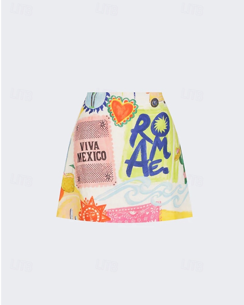 Per donna Moda Streetwear Camicie di cotone e lino Set di biancheria in cotone Set di Pantaloncini Manica Corta Colletto a Camicia pianta Stampato Abbigliamento quotidiano Data Giallo Estate del 2025 a $30.99 –P6