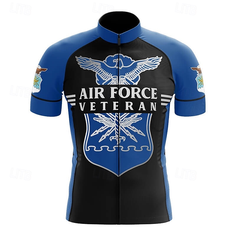 Men's Cycling Jersey Short Sleeve Bike Tee Tshirt Jersey Top with 3 Rear Pockets Mountain Bike MTB Road Bike Cycling Breathable Quick Dry Moisture Wicking Reflective Strips Blue Eagle National Flag 2025 - $23.19 –P1