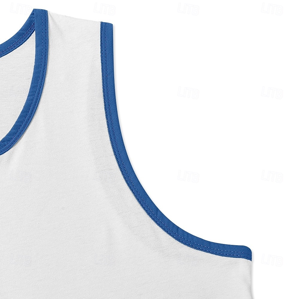 Men's Tank Top Vest Undershirt Sleeveless Shirt Sleeveless U Neck Summer Patchwork Independence Day Fashion Sporty Classic Zipper Casual Gym Street White Top Tee for Men 2026 - $15.99 –P9