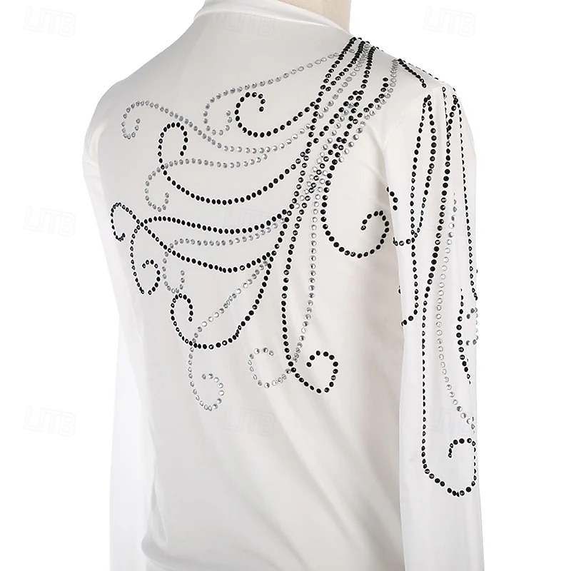 herr pojkar konståkningsdräkter hög elasticitet träningstävling skridskoåkningskläder klassisk kristall / strass långärmad skridskoåkning konståkning 2025 - $153.99 –P3