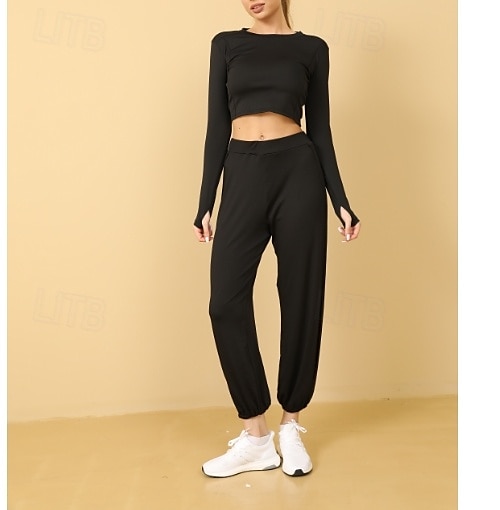 Femmes Taille EU / US Pantalons Amples Décontracté Quotidien Pantalon Bouddha Longueur complète Taille Moyenne Couleur Unie Fendu Respirant Confortable Micro-Élastique Yoga Tenue quotidienne Ros de 2025 ? $18.99 –P1