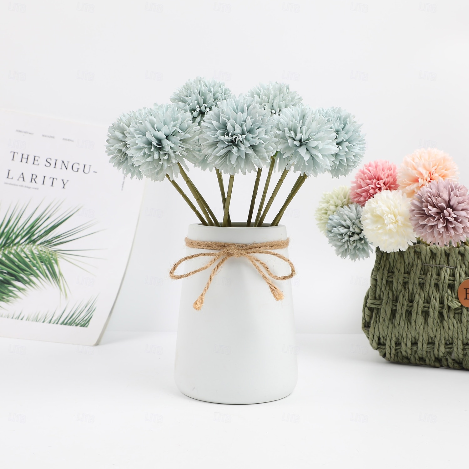 Artificial Chrysanthemum Ball Flowers, Macaron Color Fake Table Tennis Flowers for Wedding Decor, Home Decoration, Desktop Arrangement, Photography Props, Faux Floral Bouquet 2026 - $9.99 –P12
