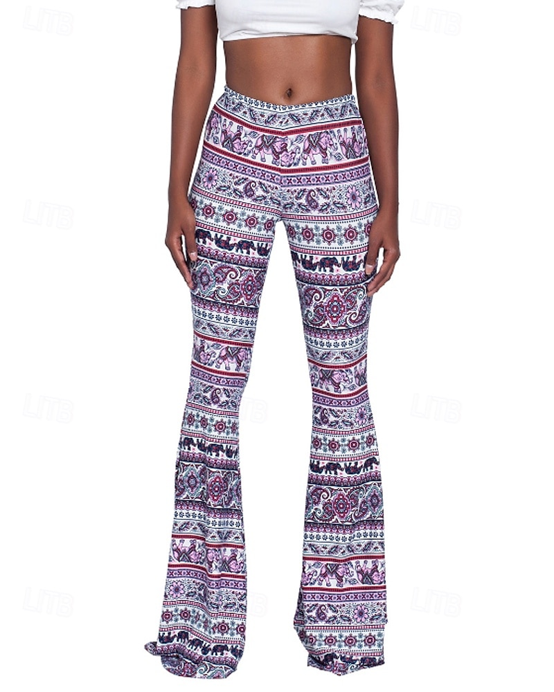 Pentru femei Pantaloni Casual Boho Lungime totală Natural Floare Imprimare Confortabil Exterior Comfortabil În aer liber Vacanță Magenta Galben Auriu Bleumarin Negru Vară Fit regulat 2025 - $17.99 –P15