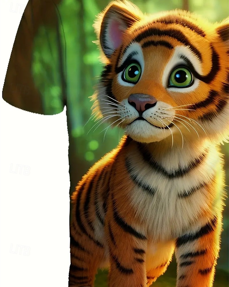 Jongens 3D dier Tijger T-shirt Korte mouw Zomer Lente Modieus Basic Kinderen 4-12 jaar Strakke ronde hals Buiten Casual Dagelijks Normale pasvorm 2025 - $11.99 –P5