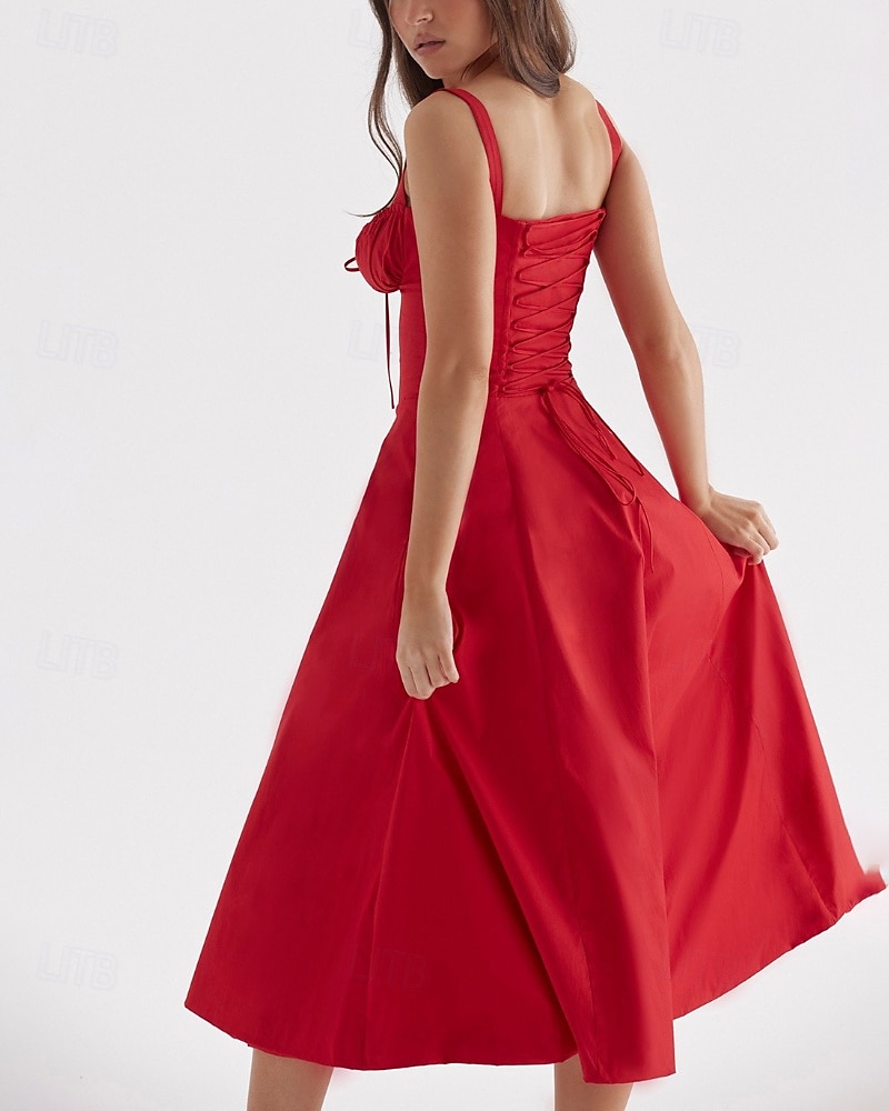Pentru femei Rochii Midi Rochie albă Rochie de absolvire Rochie de petrecere Modă Modern Petrecere Zi de Naștere Serată Fit regulat Simplu Fără manșon În U Negru Alb Roșu-aprins Vară 2025 - $28.99 –P6